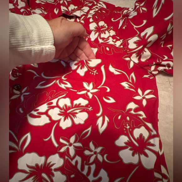 VTG Hilo Hattie Men Shirt SZ XL Red Hawaiian Hibiscus Luau Aloha Camp Hawaii USA - Picture 6 of 11